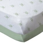 Lot de 2 draps - housses 60x120 cm - montgolfires vert amande