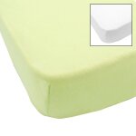 Babycalin 2 draps housse bb blanc vert 60 x 120 cm - jersey - 130gr / m