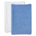 Housse pour matelas  langer blanc / bleu jean - lot de 2 - eponge - housse matelas  langer 50x70 cm ...