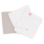 Babycalin lot de 3 langes etoile - gris et blanc - 70 x 70 cm