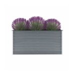 Bac  fleurs rectangulaire en acier galvanis - zoo - 160 x 40 x h 77 cm - fond ouvert - gris