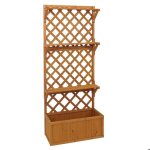 Bac a fleurs sureleve avec treillis et etageres jardiniere brise vue naturel balcon 177 x 77 x 33 cm ...