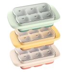 Bac a glacon moule reutilisable sac glacons avec couvercle bebe silicone 3 pices ice maker cube tray ...