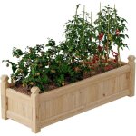 Bac � jardiner en bois elev� garvee 110x40x35cm rectangulaire r�sistant � lweather pour l�gumes / fleurs ...