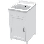 Bac  laver avec meuble blanc en rsine 45x50 - storage - bac  laver avec meuble - rsine - blanc