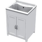 Bac � laver avec meuble blanc en r�sine 60x50 pour int�rieur et ext�rieur avec planche pour buanderie ...