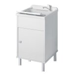 Bac  laver avec meuble en pvc blanc 50x45 cm mod. garden - idralite - garden - porte(s) - pvc - blanc ...
