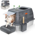 Bac � liti�re en acier inoxydable - suteo - extra large - double entr�e - c�t�s hauts - anti - fuite ...