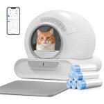 Bac � litiere autonettoyante pour chat 65l + 9l - liti�re automatique contr�le par app - tapis de liti�re ...