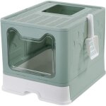 Bac � liti�re pour chat - marque - mod�le - vert - entr�e sup�rieure - design semi - ferm� - bac amovible ...