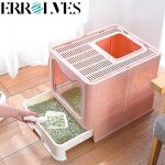 Bac � liti�re pour chat errolves� avec filtre tiroir et pelle - rose - 51 x 41 x 38 cm