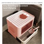 Bac � liti�re pour chats - huaimeipin - avec pelle et bo�te de rangement - rose - 485 x 365 x 38 cm