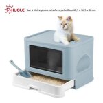 Bac  litire pour chats - huole - avec pelle + bote de rangement - bleu - taille petit - senior