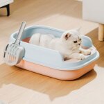 Bac � liti�re pour chat - mhy� - 52x36x16 cm - semi - ouvert - anti - �claboussure - avec rebord - avec ...
