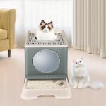 Bac � liti�re pour chats - ramasse crotte - gris - 45 * 34 * 39cm - entr�e frontale et sortie sup�rieure ...