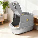 Bac litiere pour chat xl liti�re en acier inoxydable avec couvercle bac litiere pour chat cat litter ...