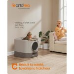 Bac  litire avec couvercle plateau amovible pelle brosse pour grands chats fond anti - fuite oatmeal ...