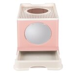 Bac  litire pliable pour chat - homewell - grande taille - rose - plastique pp
