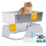 Bac � liti�re xxl en acier inoxydable durable bords hauts anti - projections design semi - ouvert facile ...