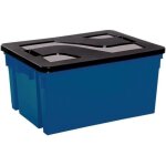 Bac de rangement en plastique - eda - 50 l - bleu minéral et noir Bac de rangement en plastique - eda - 50 l - bleu minéral et noir