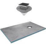 Receveur de douche à carreler 140x90 cm avec bondes à sortie verticale - grille inox Receveur de douche à carreler 140x90 cm avec bondes à sortie verticale - grille inox