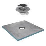 Receveur de douche à carreler 90x90 cm avec bondes à sortie horizontale - grille inox Receveur de douche à carreler 90x90 cm avec bondes à sortie horizontale - grille inox