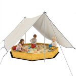Bac � sable - aiyaplay - grand auvent - 4 bancs et doublure de fond - bois - pour 8 enfants - bois - ...