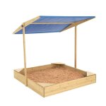 Bac à sable avec auvent - tp toys - 100 x 100 x 115 cm - bois massif - 4 assises - parasol amovible Bac à sable avec auvent - tp toys - 100 x 100 x 115 cm - bois massif - 4 assises - parasol amovible