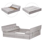 Bac  sable avec bancs et couvercle en bois massif roba - gris