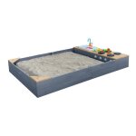 Bac � sable en bois avec banc et cuisine de jeu - axi kelly - gris et marron