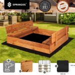 Bac � sable en bois - springos - 2026 - 120x120 cm - bois massif impr�gn� - bancs pliables / couvercle ...