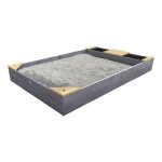 Bac � sable pour enfants en bois axi kelly avec banc et r�cipients pour leau - gris - 180 x 115 cm