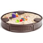 Bac � sable enfant rond 120 x 120 x 21 cm avec si�ges int�gr�s ambiance