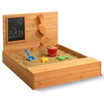 Bac � sable - lalaho - bois de c�dre - pour enfants avec banc int�gr� sablier amovible et tableau noir ...