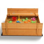 Bac � sable - lalaho - bois de c�dre - si�ge pliable pour enfant 110�x�110�x�21�cm orange