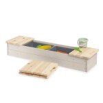 Bac � sable - pinolino - hedda - sapin massif laqu� beige - 2 bacs plastiques 4 l - assises amovibles ...