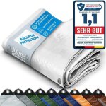 Bâche multifonction de protection imperméable 240 g / m² ?illets de fixation robustes blanc 15 x 6 m Bâche multifonction de protection imperméable 240 g / m² ?illets de fixation robustes blanc 15 x 6 m