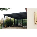 B�che pergola - 5m x 3. 50m - toile 640g - m� - gris fonc� - �tanche anti - uv & ultra r�sistante