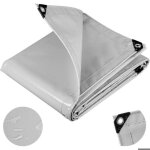 B�che de protection imperm�able - pzcc - pvc 500g / m� - 4x6 m - gris clair - oeillets en aluminium