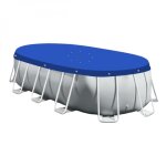 B�che de protection r�versible 4 saisons pour piscine hors sol - ovale 378 x 549 m - 150 gsm - bleu et ...