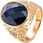Bague acier inoxydable pour homme ovale zircone cubique or bague punk vintage 1401