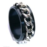 Bague anti - stress tournante en acier inoxydable noir - mixte