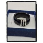 Bague en cramique noire - marque - taille 52 / 53 - argent massif 925 - oxyde de zirconium - 6 mm