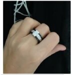 Bague cramique - pav zirconium - argent 925 / 1000 - taille 54