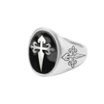 Bague chevalire fantaisie croix fleur lys femme blanc - accessoire de dguisement bijou fantaisie