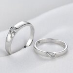 Bague de couple bijoux - argent sterling s925 - aaazircon - forme de coeur - hommes femme r�glable anneau ...