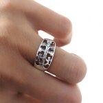 Bague cruz caravaca argent sterling 925 oxyd� simple pour femme