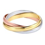 Bague femme 3 anneaux entrelac�s plaqu� or 18 carats tricolore (jaune rose blanc) - largeur 3mm - tailles ...