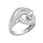 Bague femme argent 925 rhodi� ? design entrelac� serti d?oxydes de zirconium ? bijou �l�gant et moderne ...