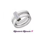 Bague - femme - céramique blanc - argent 925 / 1000 - oxyde de zirconium - t. 54 Bague - femme - céramique blanc - argent 925 / 1000 - oxyde de zirconium - t. 54